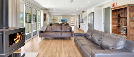 Televisión y chimenea