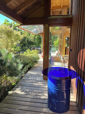 Terrace/patio - Bioclimatic chalet with yurt and Nordic bath in the mountains (Le Ménil)