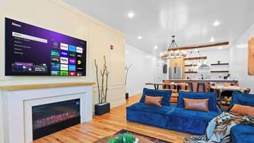 TV, fireplace, offices