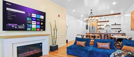 TV, fireplace, offices