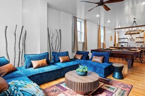 TV, fireplace, offices