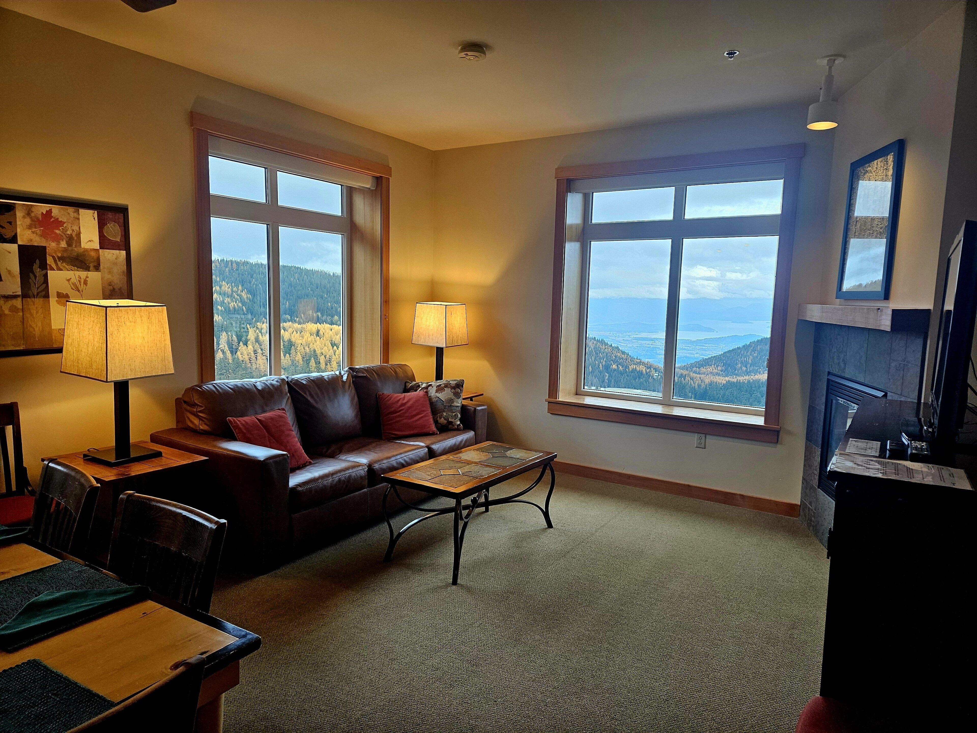 Televisie, een open haard en boeken