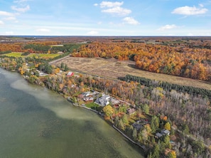 Aerial view - Dream Lakefront Chalet with 3 Bedrooms and Stunning Lake Leelanau Views (Lake Leelanau)