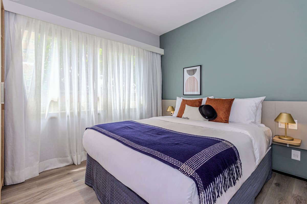 1 Bedroom Double Apartment | 防过敏的被褥、笔记本电脑工作区、免费 WiFi、特色装修