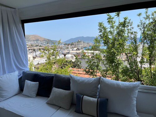 Triplex 2+1 Terraced House with Magnificent Sea and Bodrum Castle View in Bodrum