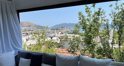 Triplex 2+1 Terraced House with Magnificent Sea and Bodrum Castle View in Bodrum