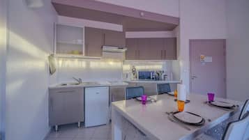 Fridge, microwave, stovetop, toaster