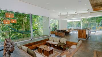 Family House, Balcony, Mountain View | Living area | 50-inch Smart TV with cable channels