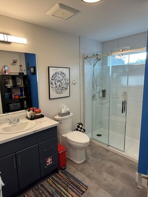 Shower, hair dryer, towels, soap - Art Houz Penticton: Colour, Creativity and Comfort in the
Okanagan Valley (Penticton)