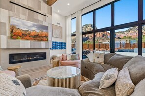 Smart TV, fireplace - Mystic Mesa | Heated Pool, Spa, Firepit, Views (Sedona)