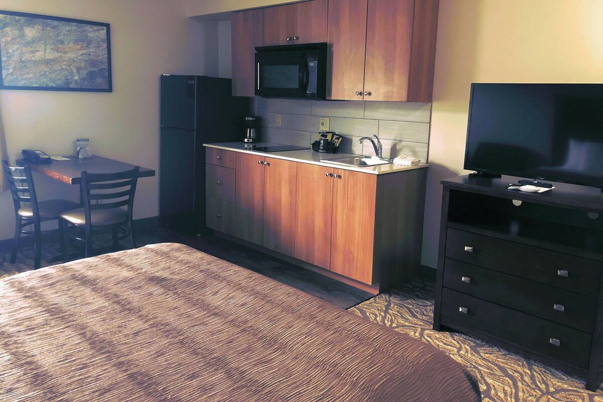 Studio, 1 Queen Bed, Kitchen | Desk, iron/ironing board, free WiFi