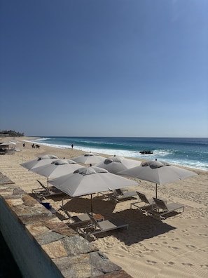 On the beach, sun-loungers, beach towels - Deal! Christmas at Villa La Valencia ocean-front resort Las Cabos 2 bed/3 bath (San José del Cabo)