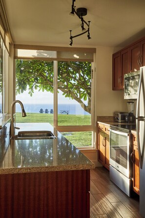 Suite Familiale, 1 très grand lit et 1 canapé-lit, non-fumeurs, patio | Cuisine privée | Grand réfrigérateur, micro-ondes, four, plaque de cuisson