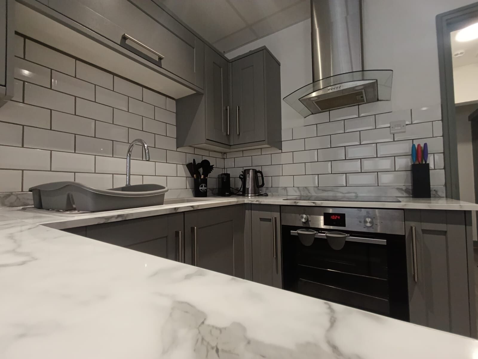 Fridge, microwave, oven, toaster