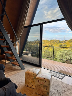 Comfort chalet, uitzicht op bergen | Woonkamer