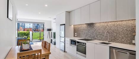 Fridge, microwave, dishwasher, toaster