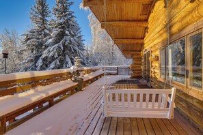Terrace/patio - Explore Fairbanks! Authentic Log Cabin w/ Views (Fairbanks)