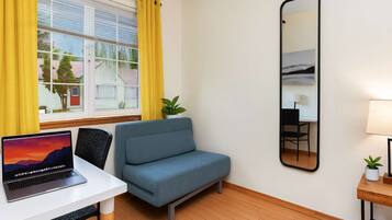 TV, fireplace, offices