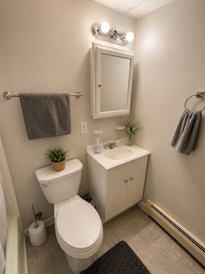 Haartrockner, Handtücher, Seife, Toilettenpapier
