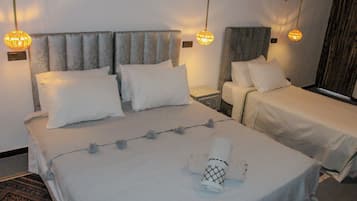 Laptop workspace, blackout curtains, free WiFi