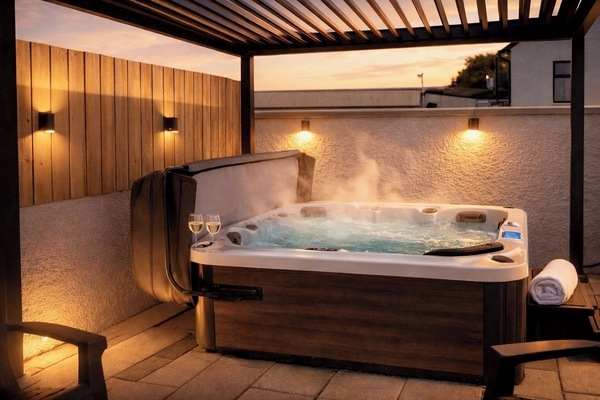 Hot tub at dusk