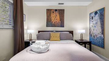 4 bedrooms, desk, iron/ironing board, travel cot