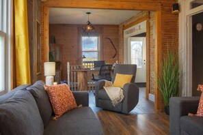 Smart TV, fireplace, video games, stereo