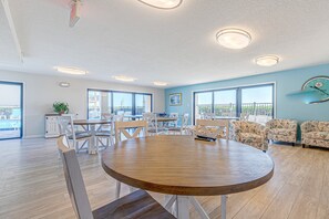 Dining - Ocean Serenity: Oceanfront Haven with Pool Access, Sauna Sessions, and Private Screened-in Patio! (Cape Canaveral)