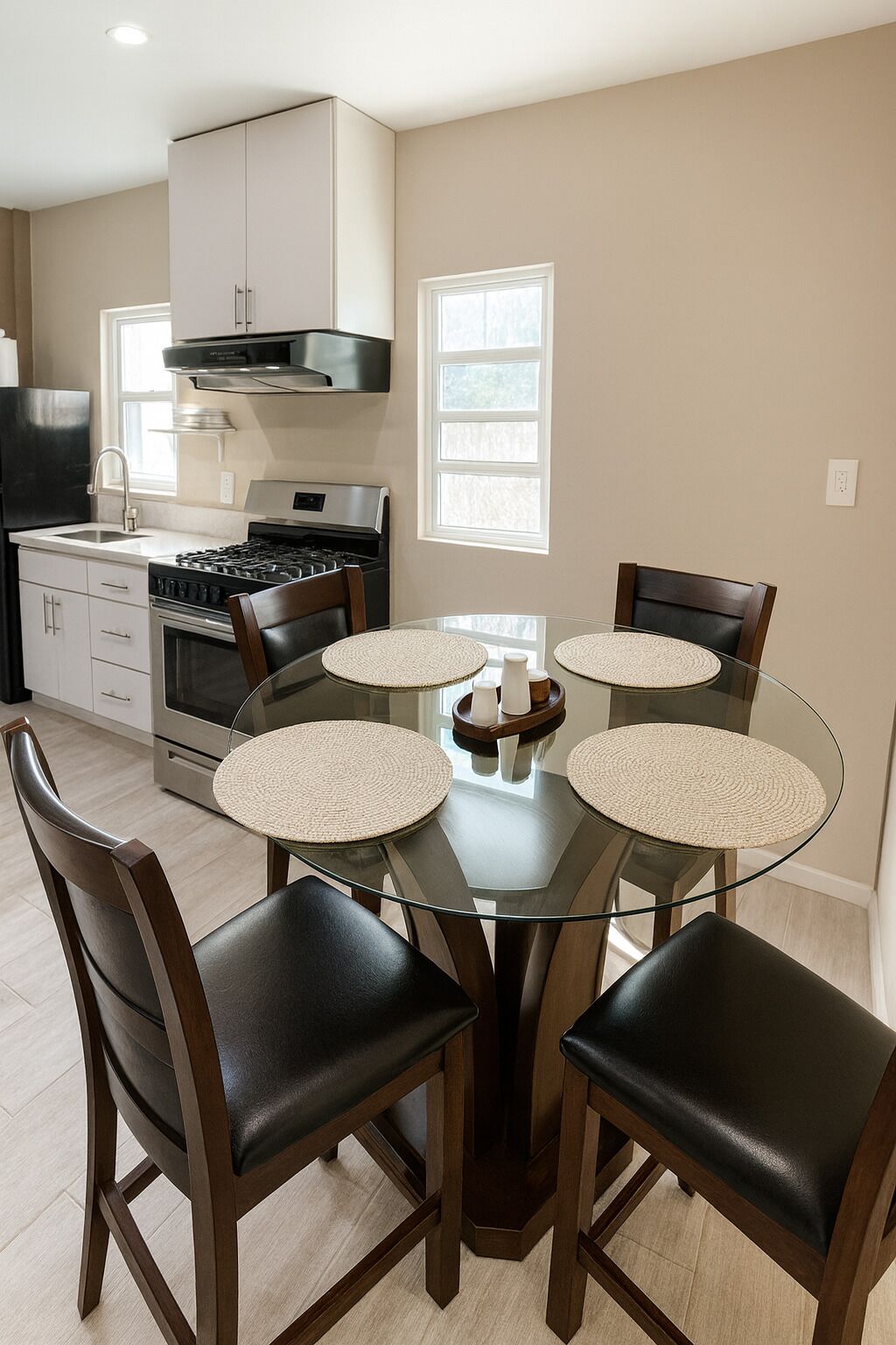 Full-sized fridge, stovetop, dishwasher, griddle