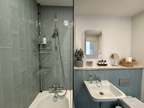 Secador de cabelo, sabonete, shampoo, papel higiênico