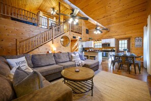 TV, fireplace - Marina Way · Hot Tub, Fire Pit & Family Playground Fun (Broken Bow)