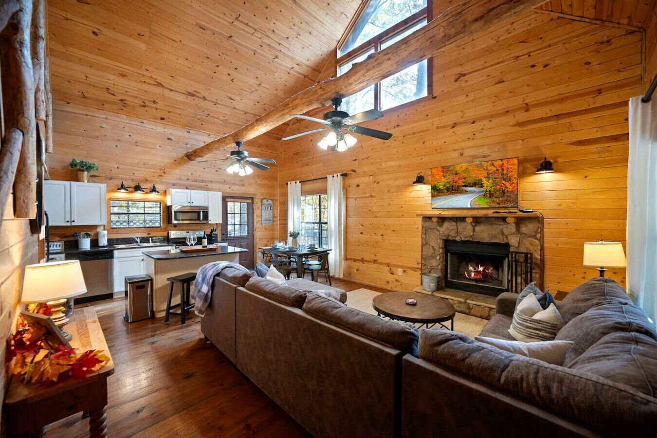 Una televisión, una chimenea