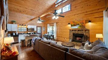 Una televisión, una chimenea