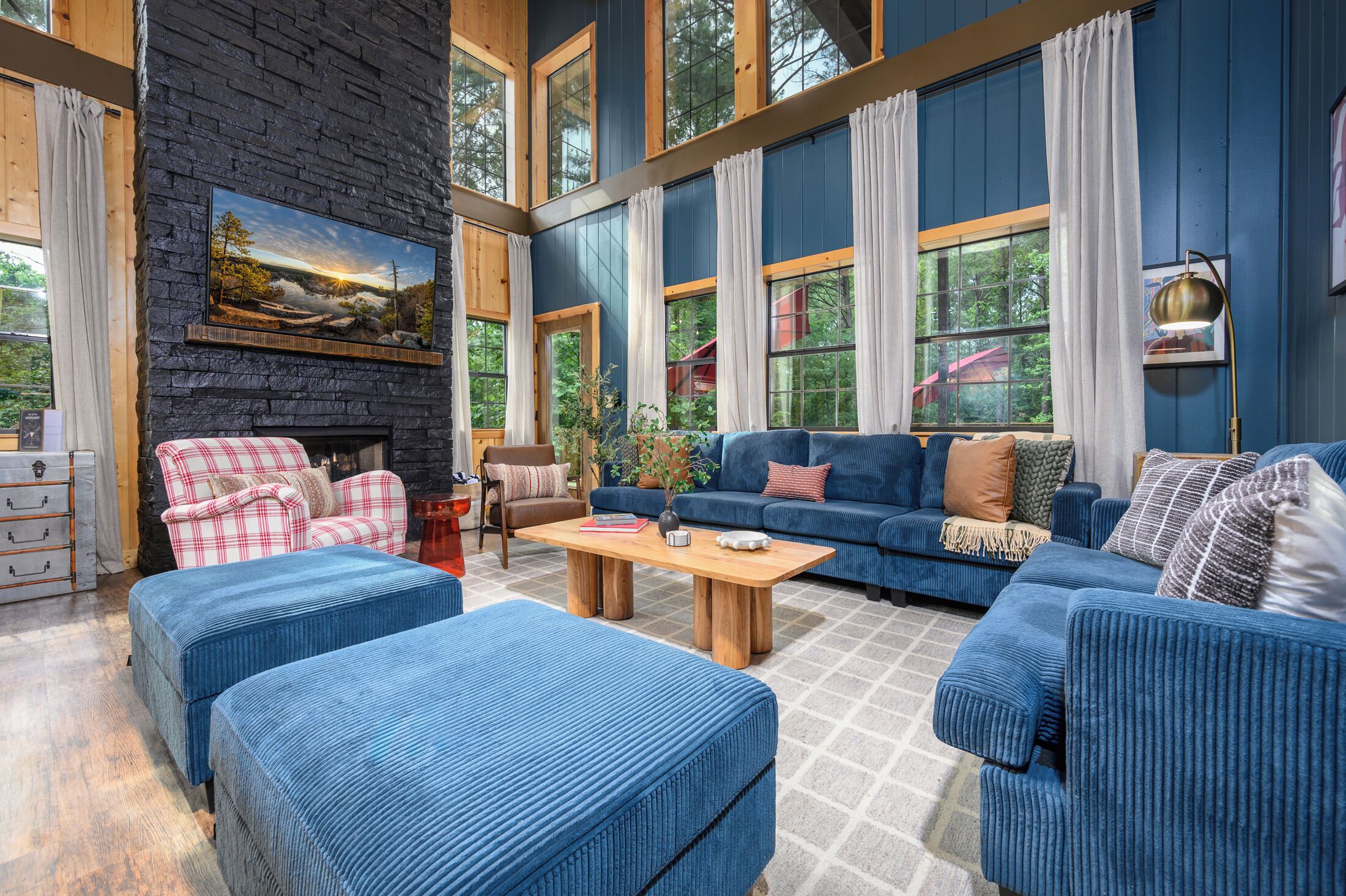 Smart TV, fireplace, video games, table football