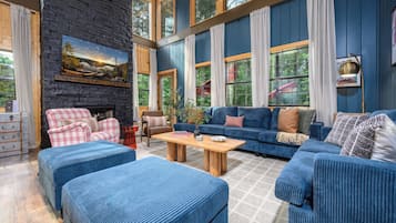 Smart TV, fireplace, video games, table football