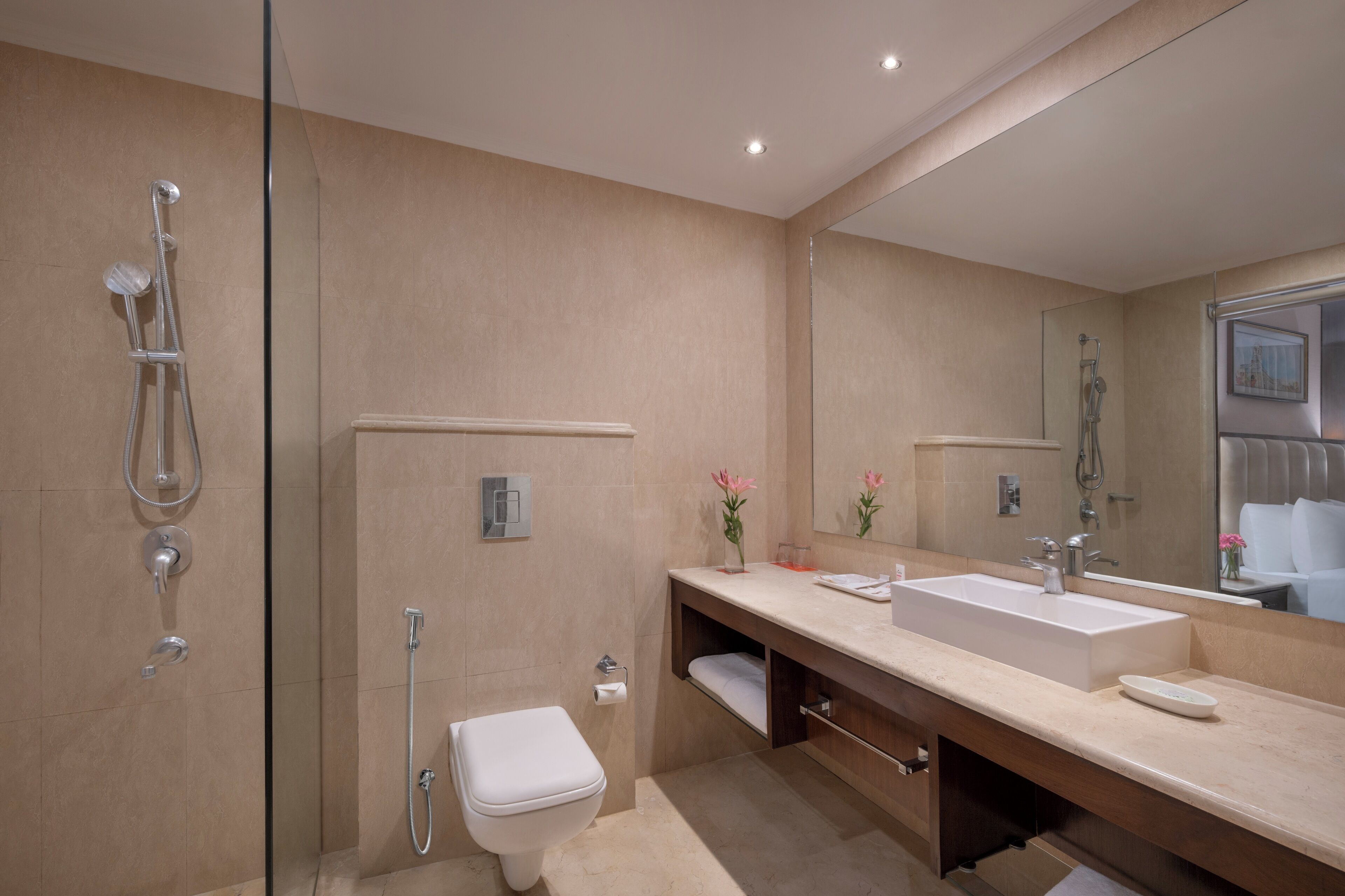 Deluxe Double Room, City View | Bathroom | Separate tub and shower, hair dryer, bathrobes, slippers