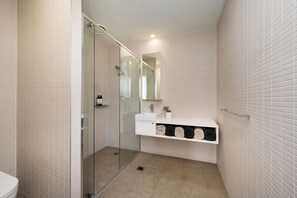 Ducha, secador de pelo y toallas