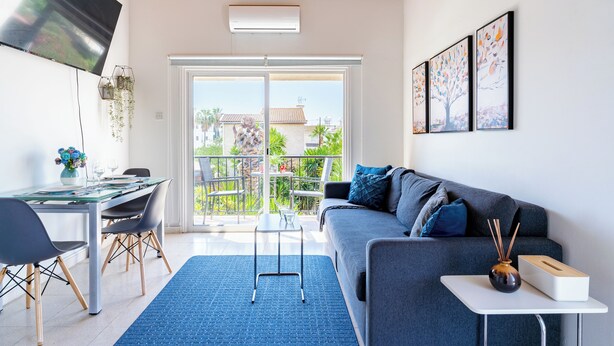 Apartment, 1 Double Bed with Sofa bed, Balcony, City View | Living room - Lazuli 1-BR W Pool & Balcony in Larnaca (Oroklini)