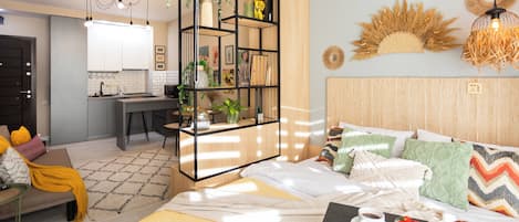 1 habitación, tabla de planchar con plancha, wifi y ropa de cama