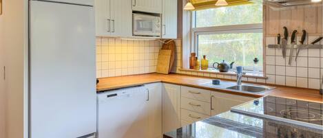 Réfrigérateur, plaque de cuisson, lave-vaisselle, cafetière/bouilloire