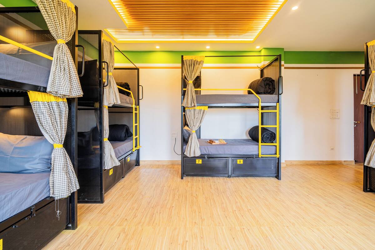 Bed in 8 Bed Female Dormitory with Balcony | Soundproofing, WiFi (free), bed sheets