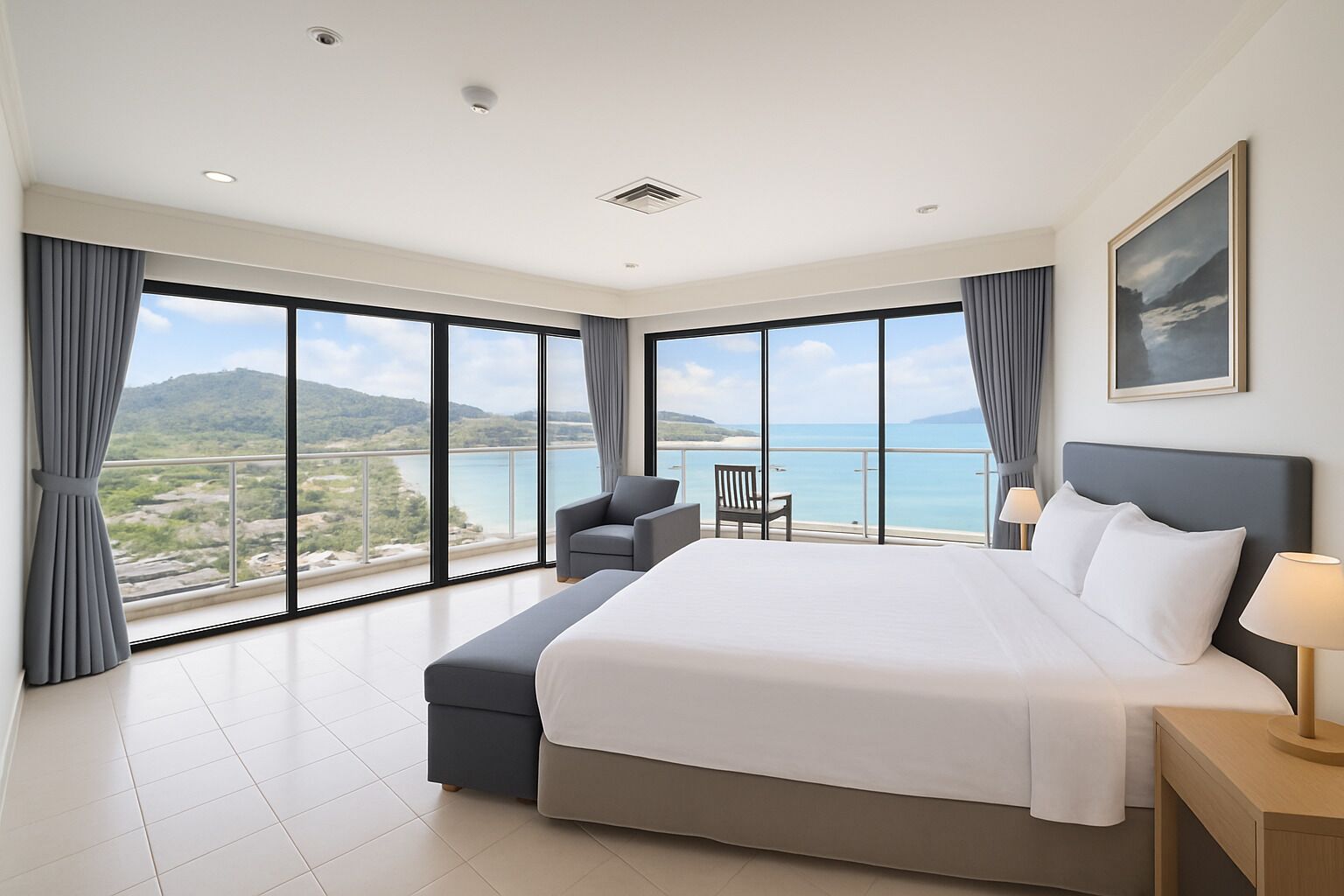 Panoramic Penthouse, 3 Bedrooms, Beach View, Beachfront | In-room safe, desk, laptop workspace, blackout drapes