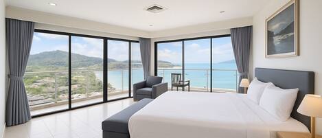 Panoramic Penthouse, 3 Bedrooms, Beach View, Beachfront | In-room safe, desk, laptop workspace, blackout curtains