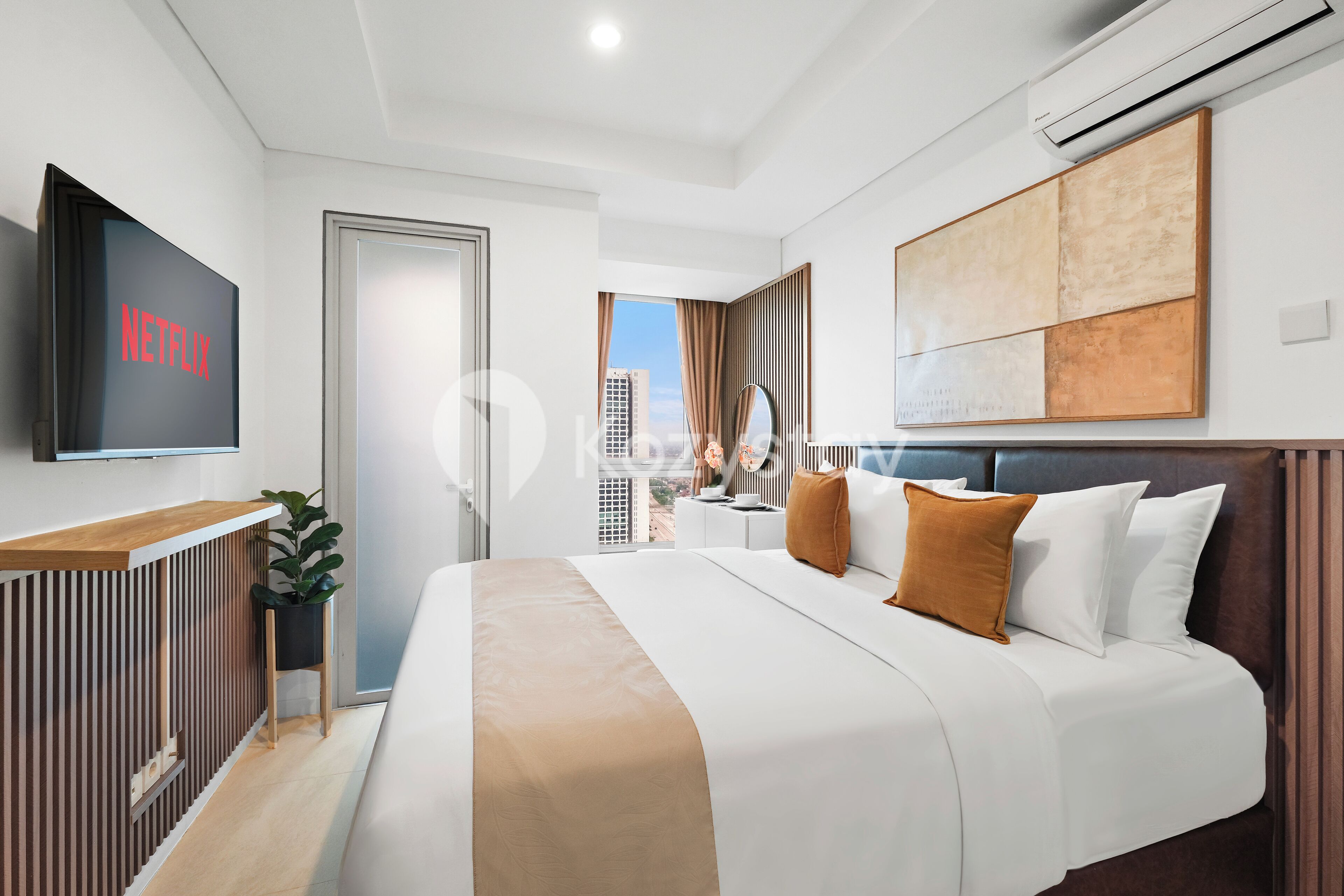 Lejlighed - 1 soveværelse - byudsigt | Skrivebord, arbejdsområde til bærbare computere, strygejern/strygebræt