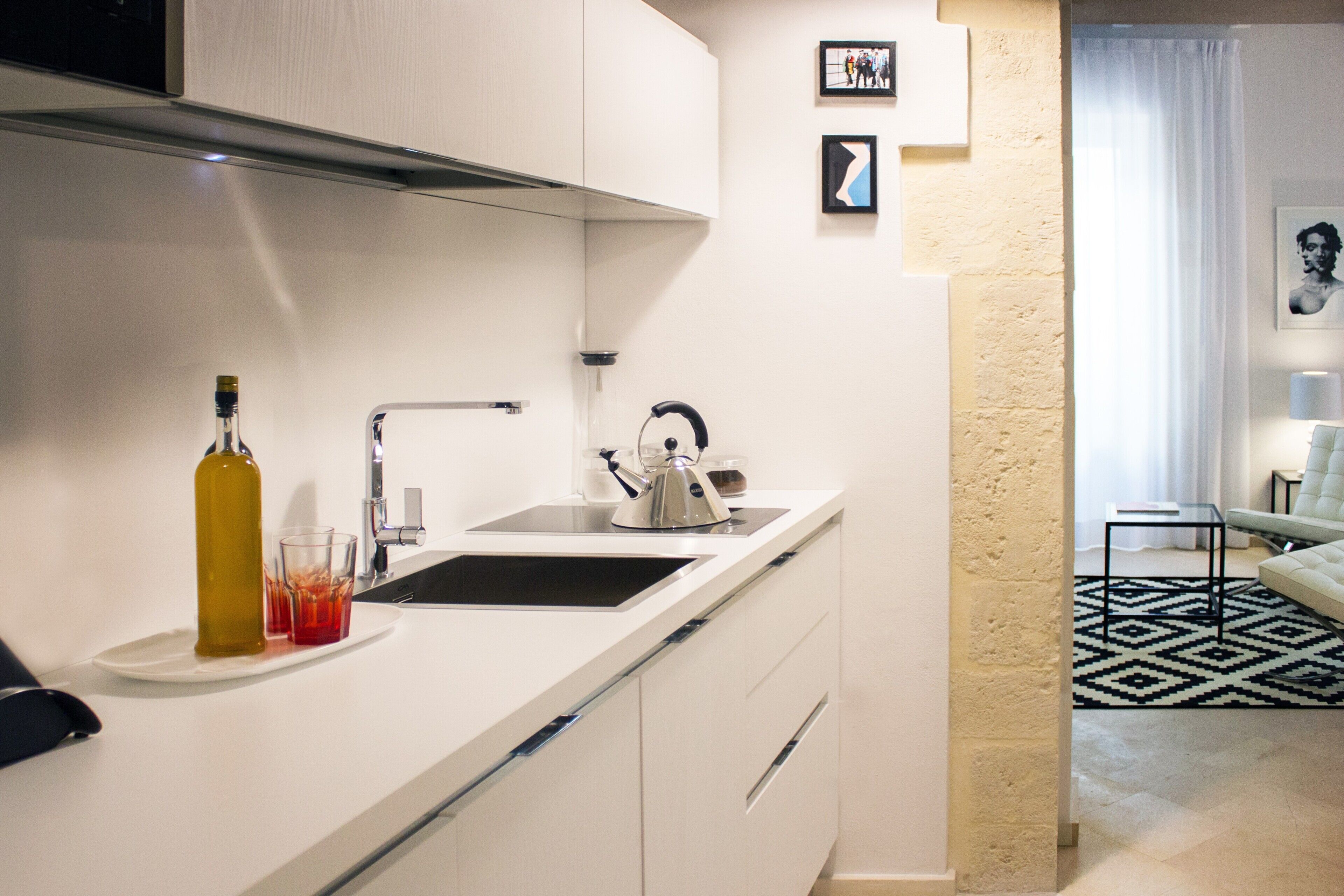 Frigorífico, microondas, horno y placa de cocina