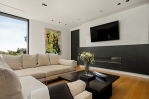 Luxury Villa, Multiple Beds, Pool Access, Mountain View (Belfast Estate) | Living area - Belfast Estate - Mid-century Meets Modern - Luxe Poolside Villa (West Hollywood)