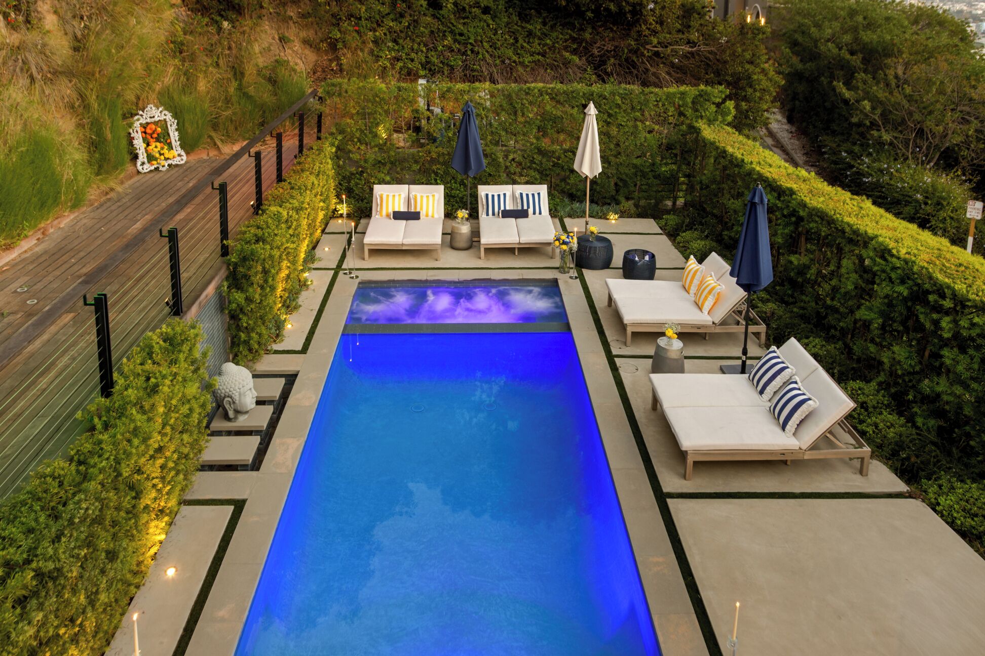 Outdoor pool, pool loungers