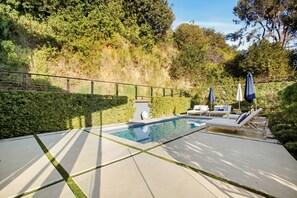 Outdoor pool, sun loungers