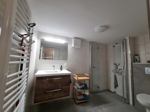 Dusche, Haartrockner, Handtücher