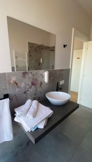 Dusche, Haartrockner, Bidet, Handtücher